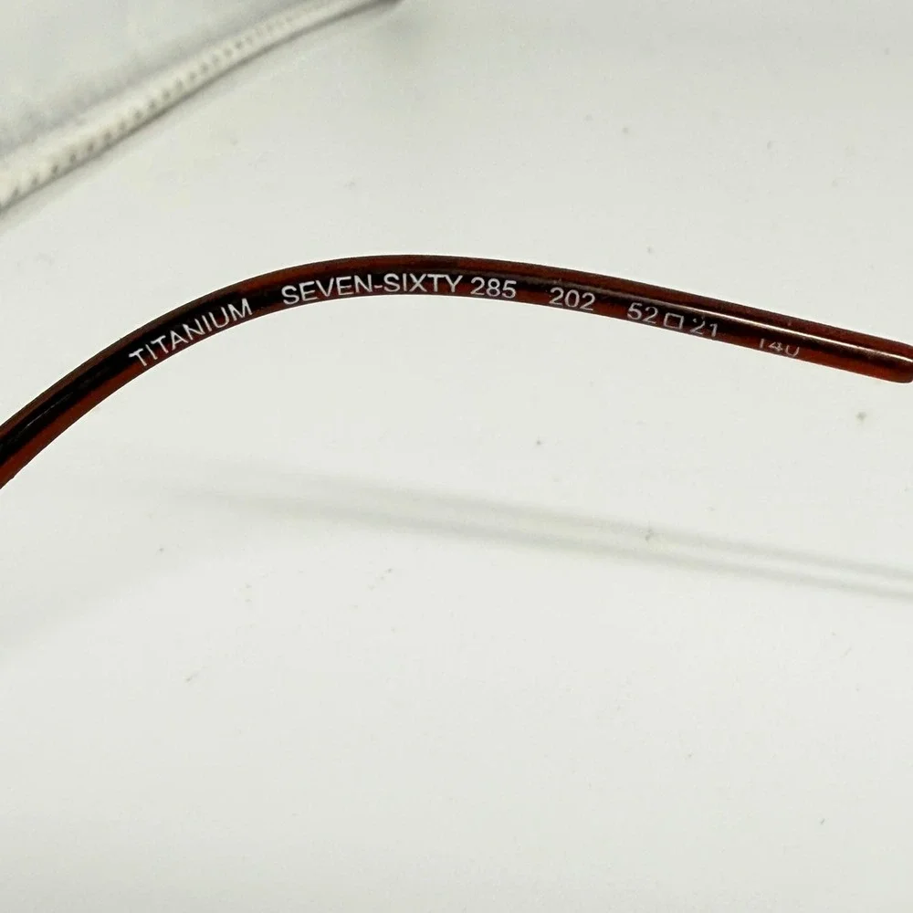 Seven-Sixty 285 Titanium Rimless Eyeglasses Rectangle Dark Metal 52-21-140